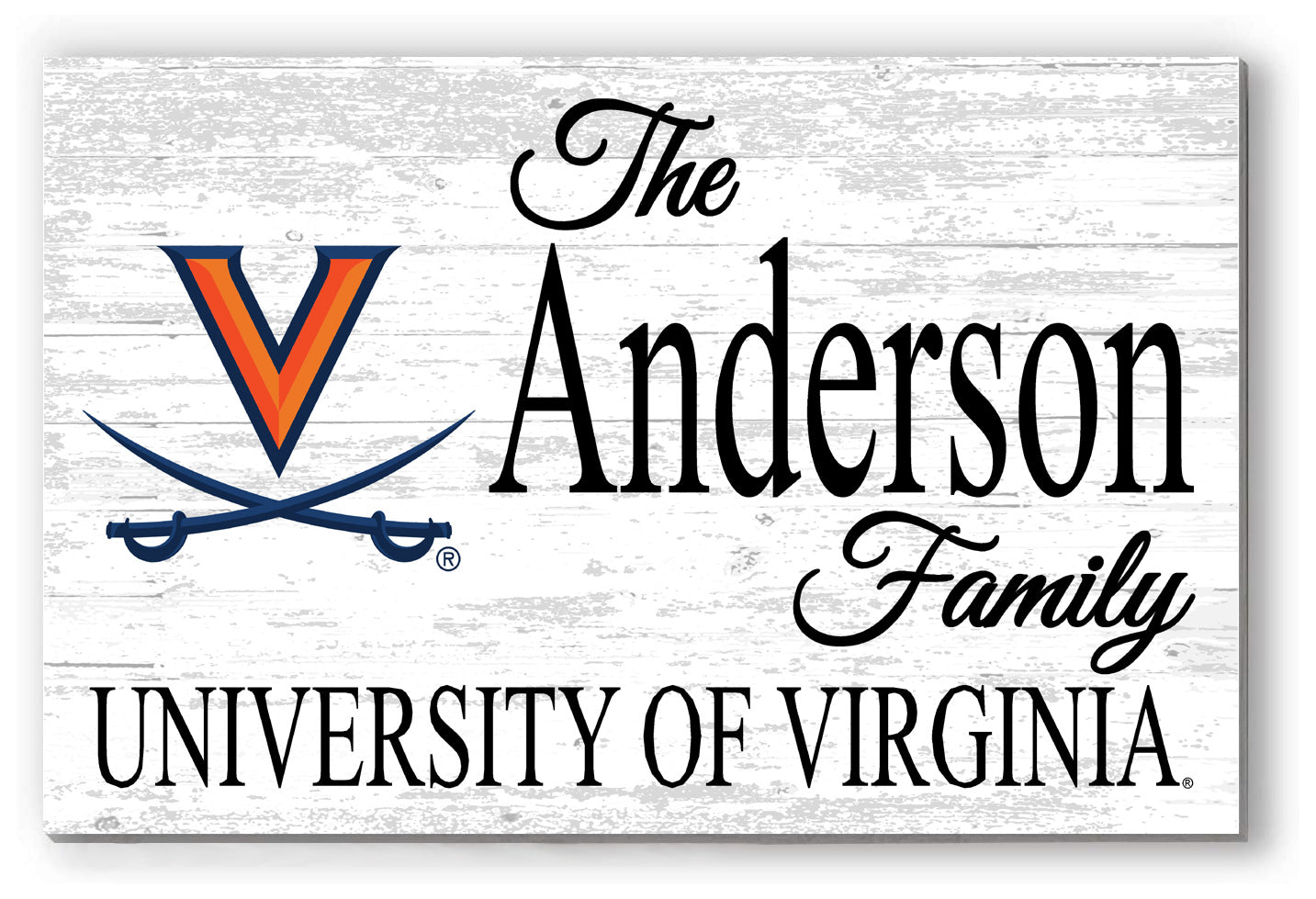University of Virginia Family Name Sign – Personalized UVA Gift Wood Sign