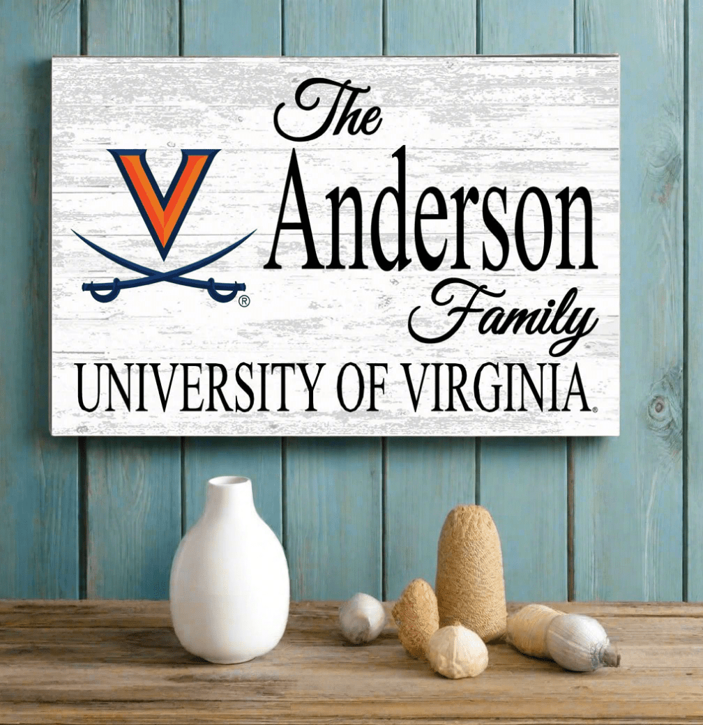 University of Virginia Family Name Sign – Personalized UVA Gift Wood Sign