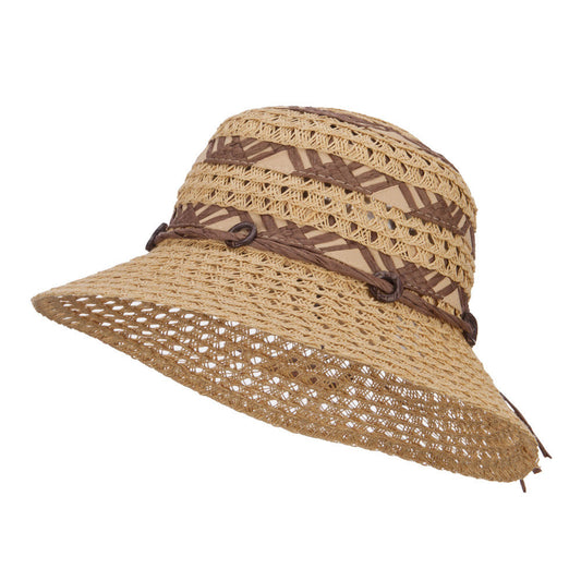 Straw Braid Coconut Beaded Bucket Hat