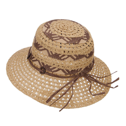 Straw Braid Coconut Beaded Bucket Hat