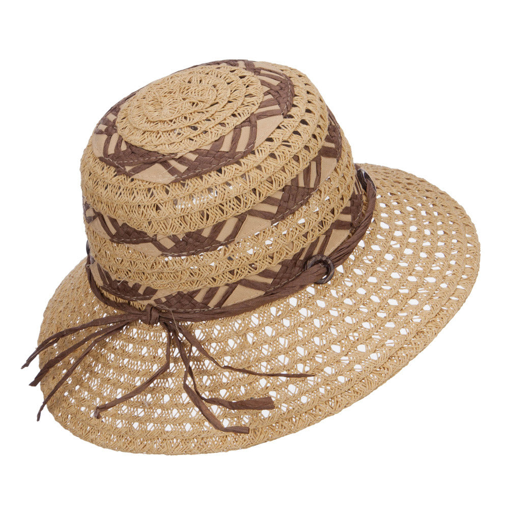 Straw Braid Coconut Beaded Bucket Hat
