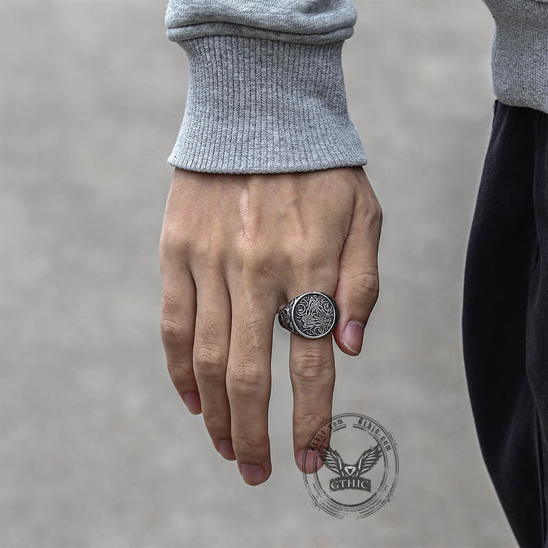 Urnes Valknut Stainless Steel Viking Ring