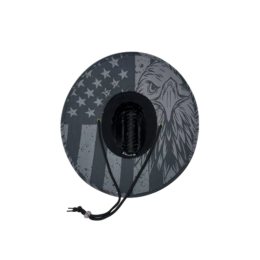 Patriot American Flag Blackout Straw Lifeguard Hat