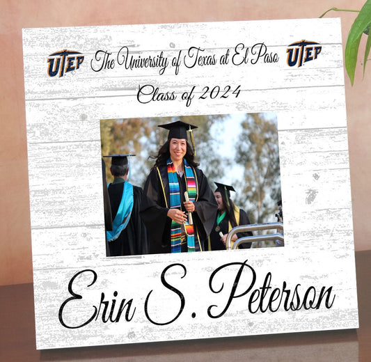 UTEP Miners Graduation Picture Frame Type Plaque – Custom Printed Wood – Upload Your Photo, Name & Class Year – Great Gift for Alumni & Students – 10.5"x10.5"