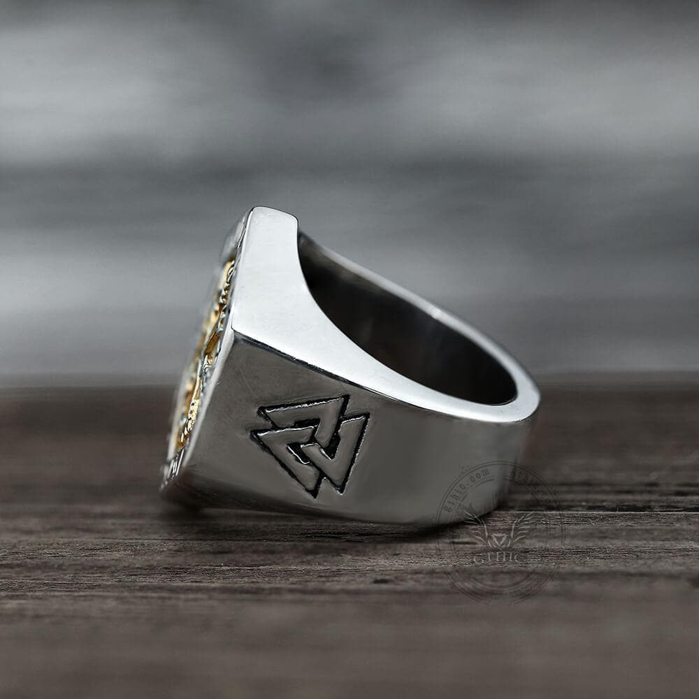 Valknut Compass Stainless Steel Viking Ring