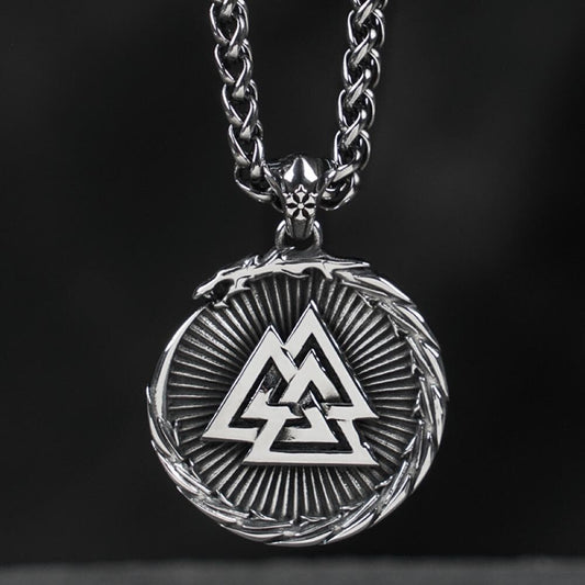 Valknut Stainless Steel Viking Dragon Pendant