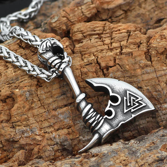 Valknut Symbol Axe Stainless Steel Viking Pendant