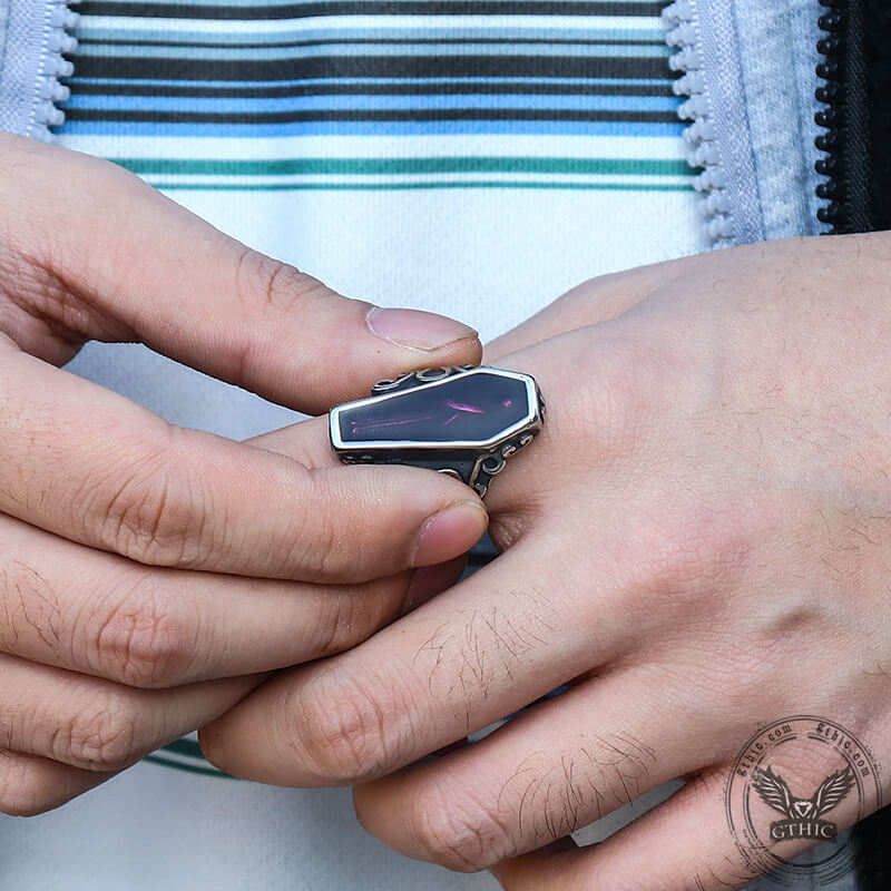 Vampire Coffin Stainless Steel Skull Ring