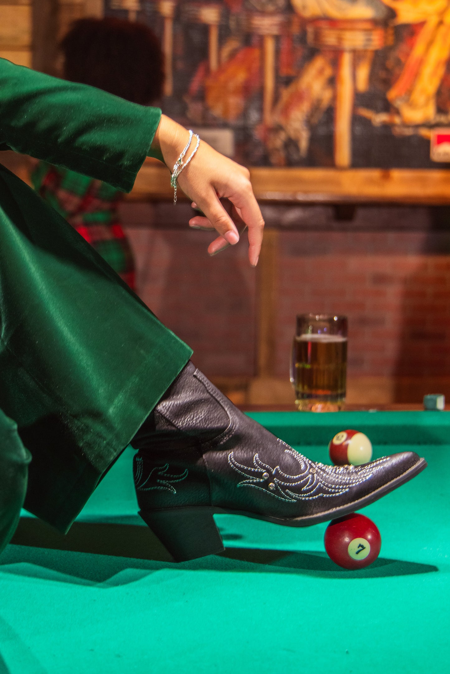 The Elegant Evergreen | Green Velvet Wide Leg Velvet Pants