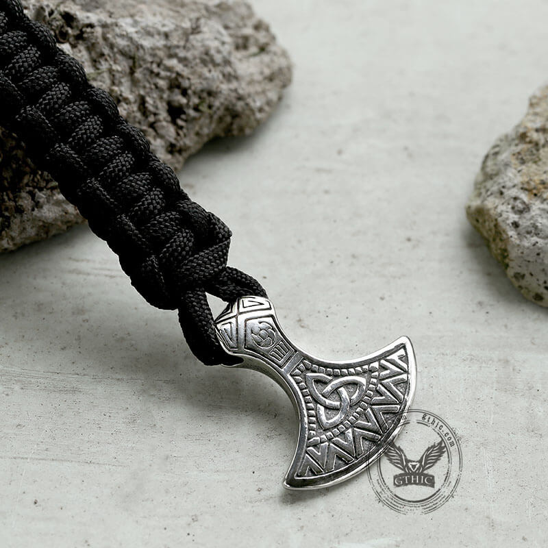 Viking Axe Valknut Stainless Steel Paracord Bracelet
