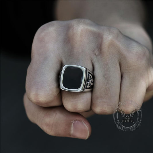 Viking Celtic Knots Stainless Steel Square Ring