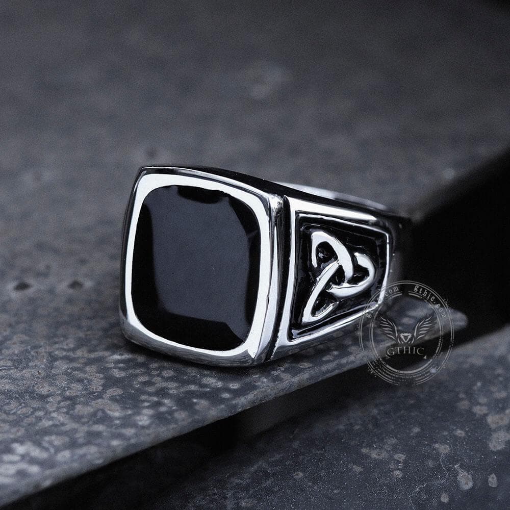 Viking Celtic Knots Stainless Steel Square Ring