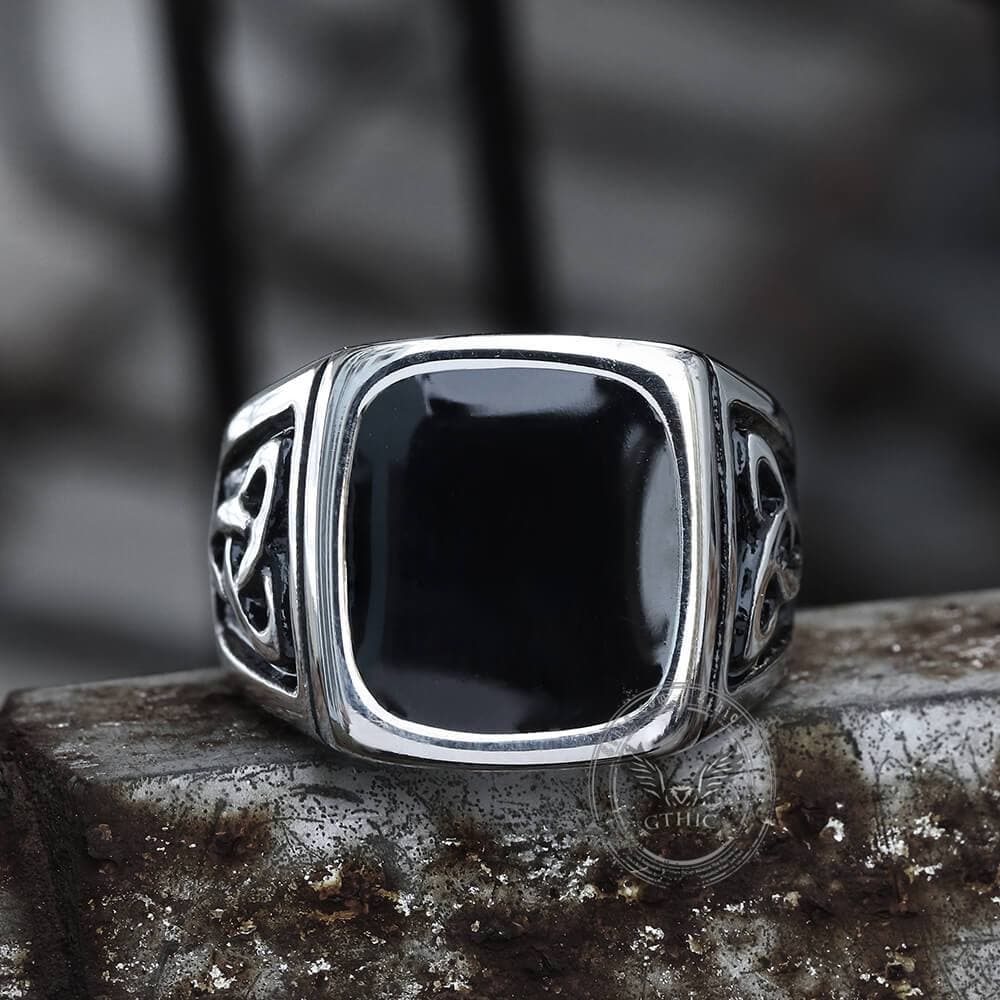 Viking Celtic Knots Stainless Steel Square Ring