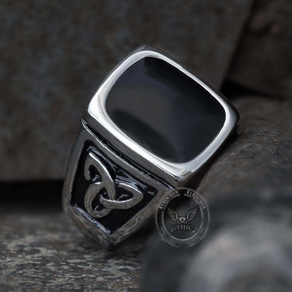 Viking Celtic Knots Stainless Steel Square Ring