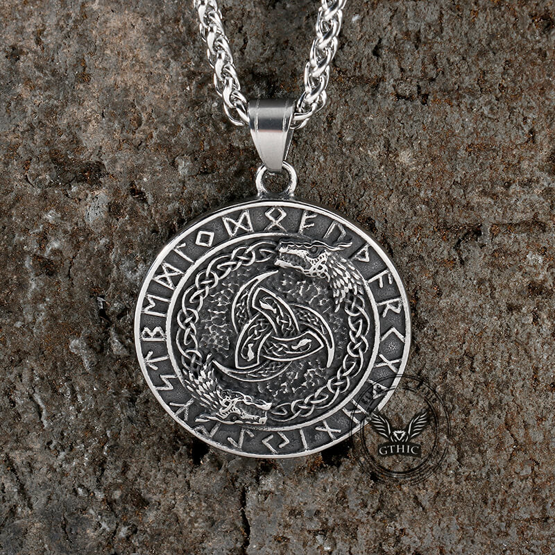 Viking Celtic Wolf Runes Stainless Steel Pendant