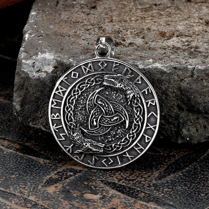 Viking Celtic Wolf Runes Stainless Steel Pendant