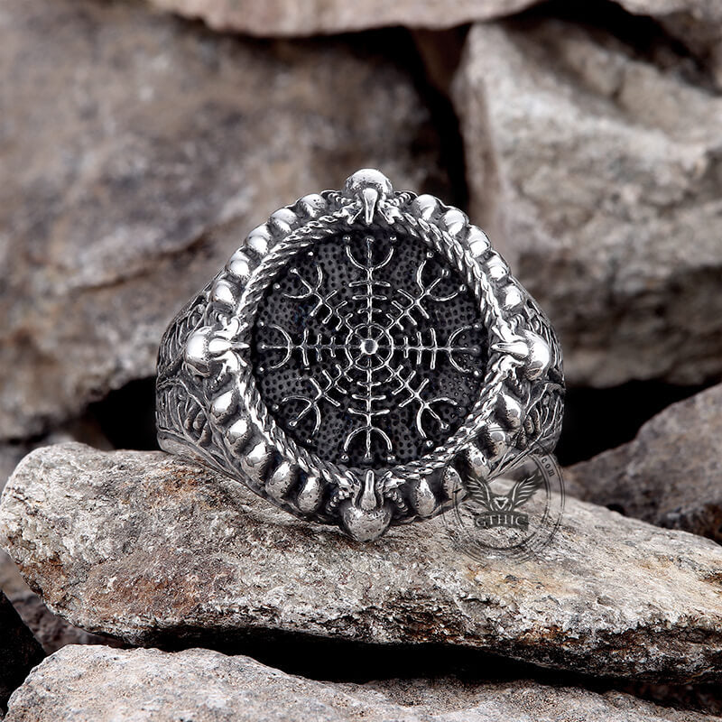 Viking Helm of Awe Stainless Steel Skull Ring