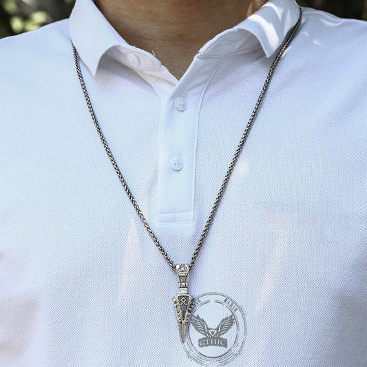 Viking Runes Spear Head Stainless Steel Pendant