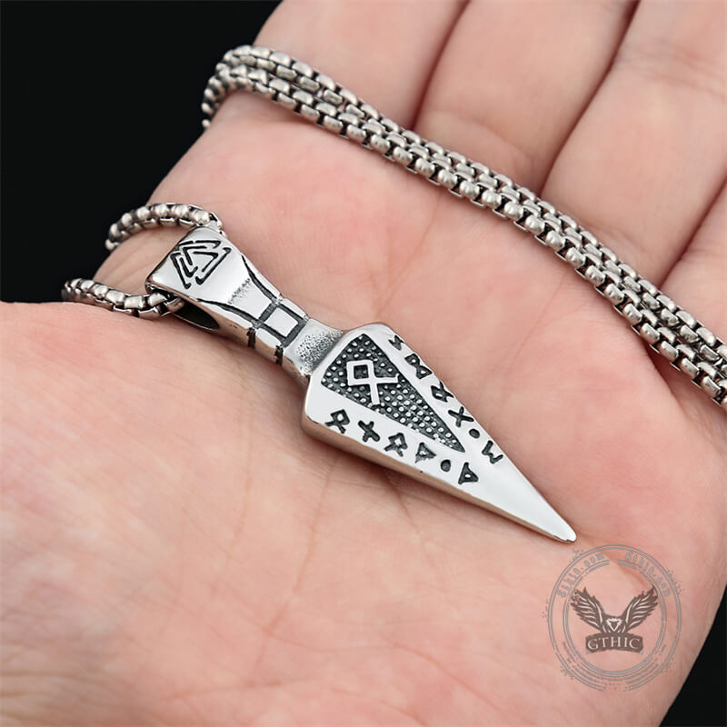 Viking Runes Spear Head Stainless Steel Pendant