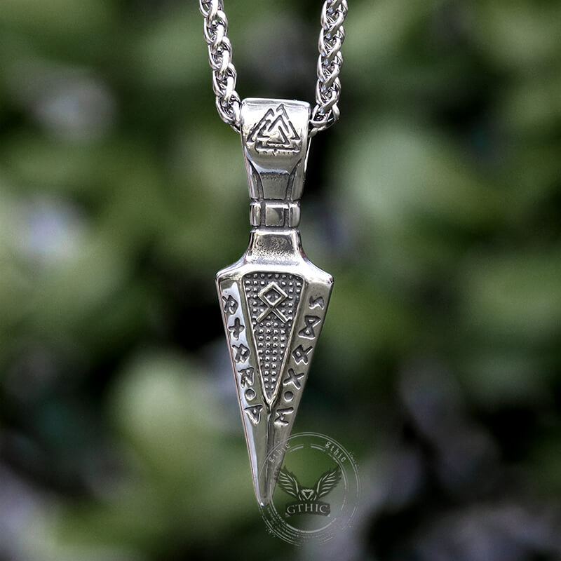 Viking Runes Spear Head Stainless Steel Pendant