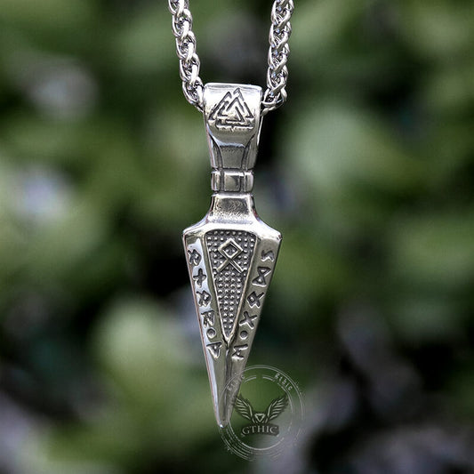 Viking Runes Spear Head Stainless Steel Pendant