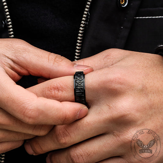Viking Runes Stainless Steel Spinner Ring