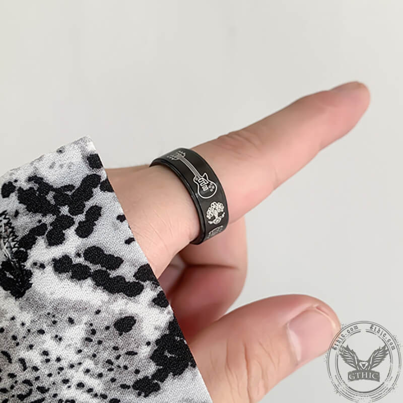 Viking Tree of Life Guitar Stainless Steel Ring