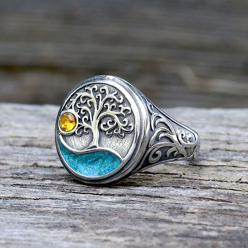 Viking Tree of Life Stainless Steel Amulet Ring