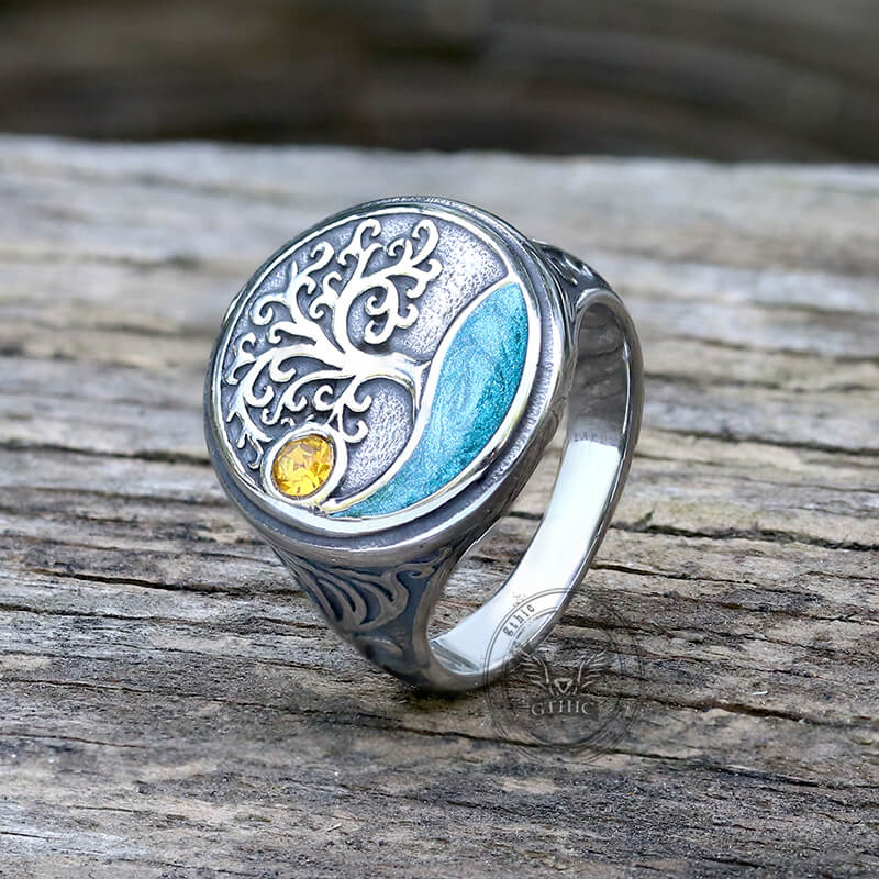Viking Tree of Life Stainless Steel Amulet Ring