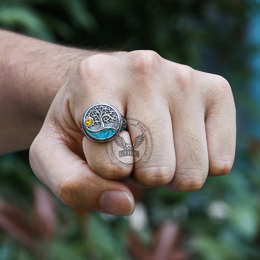 Viking Tree of Life Stainless Steel Amulet Ring