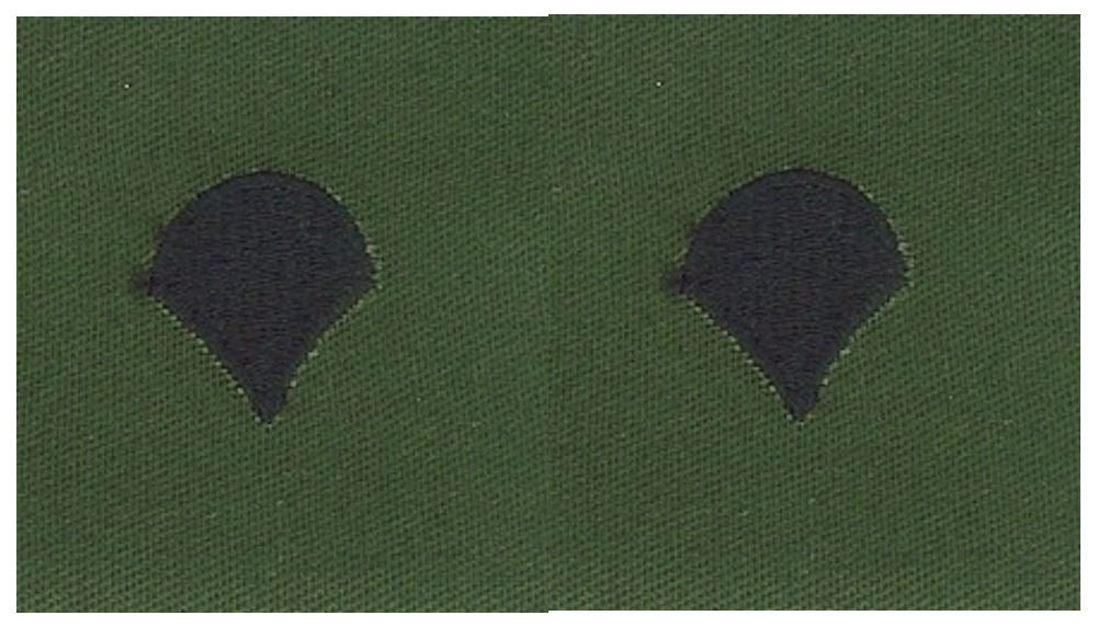 Vintage U.S. Army Rank Insignia - O.D. Green Subdued - 1 PAIR Sew-on - CLOSEOUT!