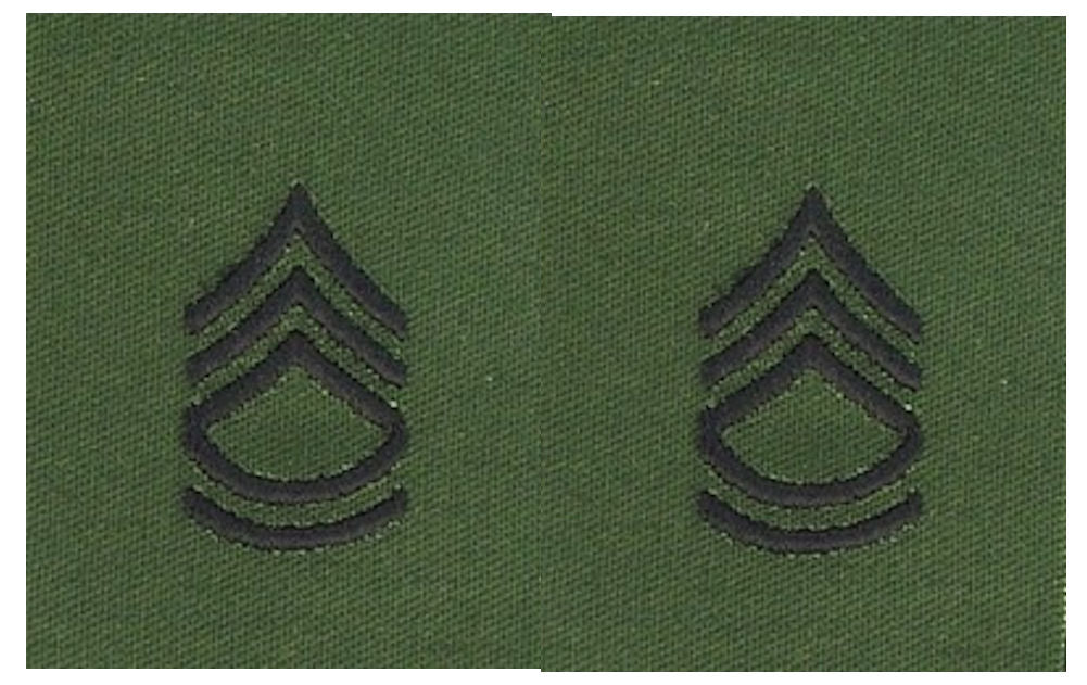 Vintage U.S. Army Rank Insignia - O.D. Green Subdued - 1 PAIR Sew-on - CLOSEOUT!