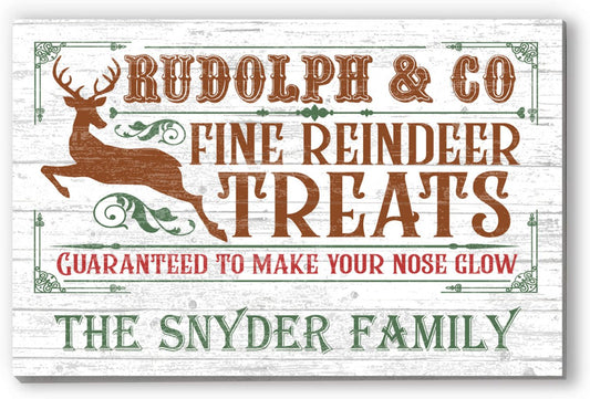 Vintage Christmas Sign Rudolph Reindeer Treats Holiday Decoration