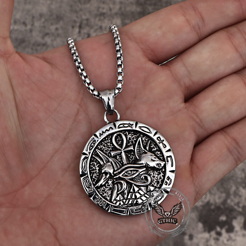 Vintage Anubis Ankh Cross Stainless Steel Pendant
