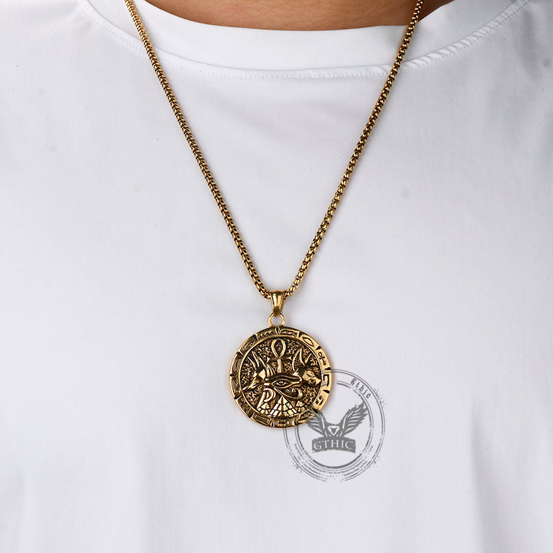 Vintage Anubis Ankh Cross Stainless Steel Pendant