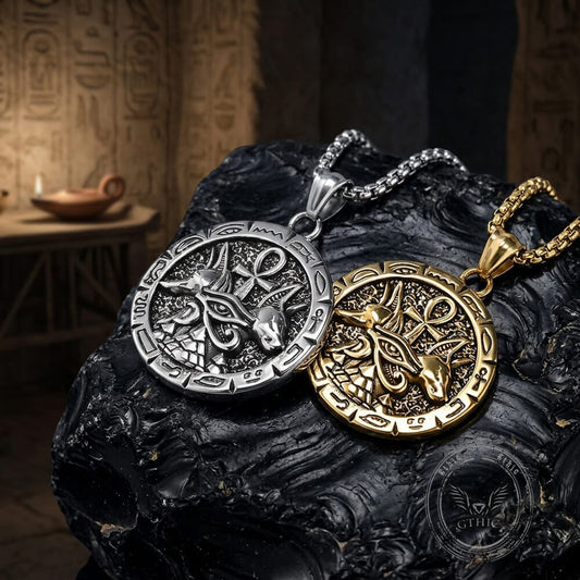 Vintage Anubis Ankh Cross Stainless Steel Pendant