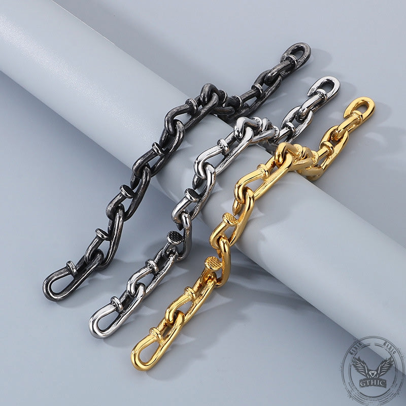Vintage Bent Nail Stainless Steel Bracelet