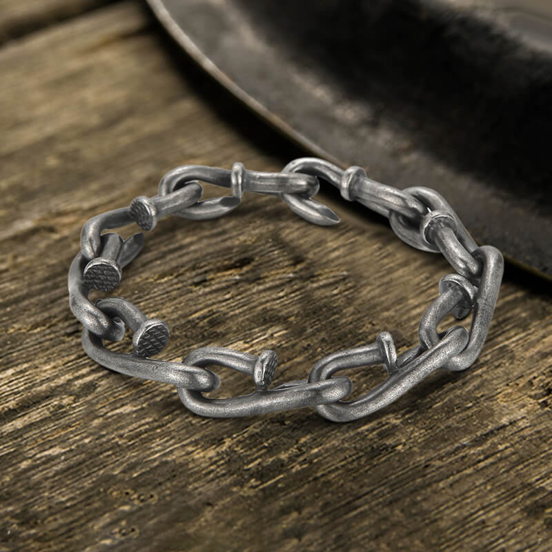 Vintage Bent Nail Stainless Steel Bracelet