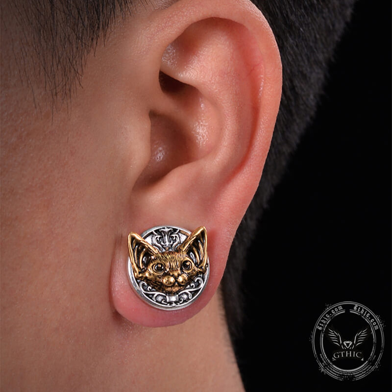 Vintage Cat Head Stainless Steel Ear Gauges