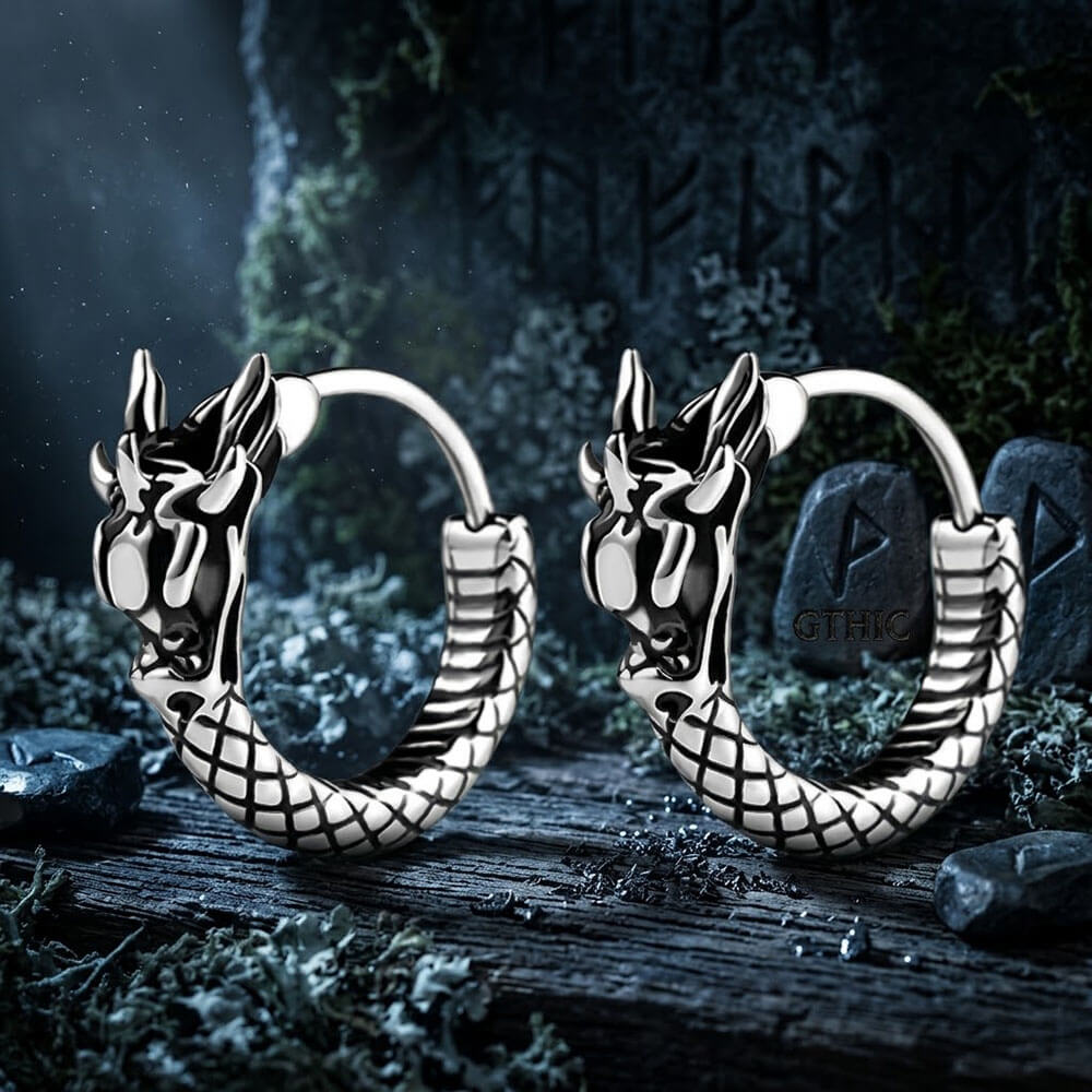 Vintage Chinese Dragon Design Stainless Steel Earrings