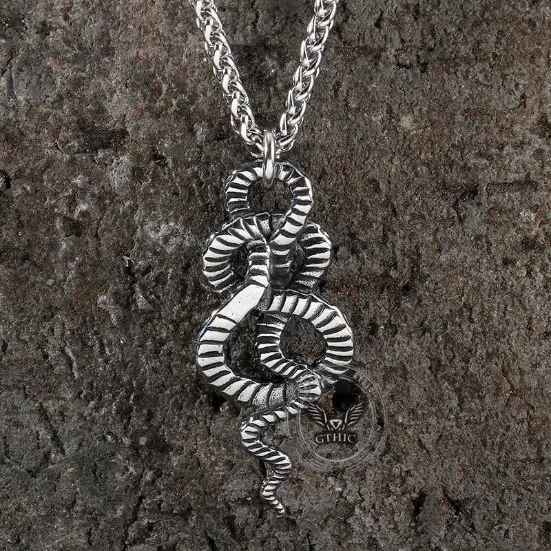 Vintage Coiled Snake Stainless Steel Pendant