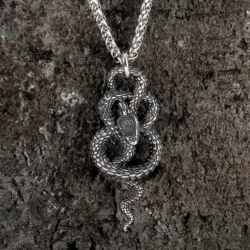 Vintage Coiled Snake Stainless Steel Pendant