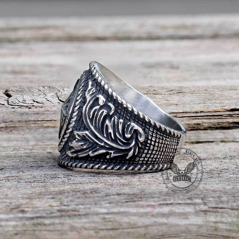 Vintage Compass Stainless Steel Marine Ring