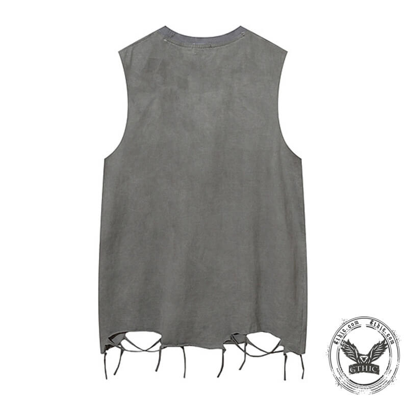 Vintage Cross Rock Star Sleeveless Print Vest