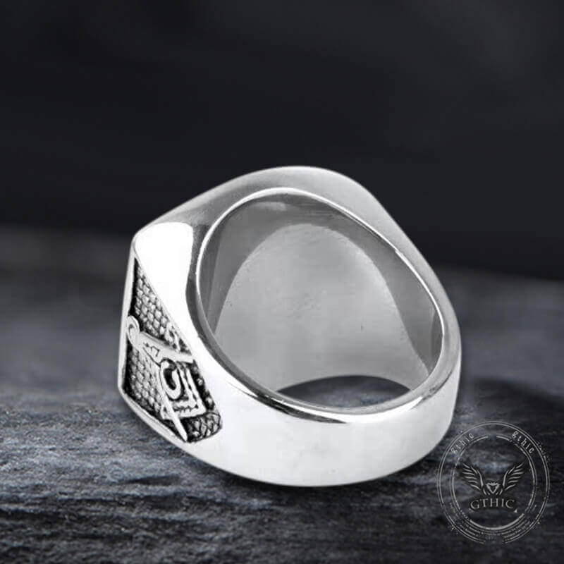 Vintage Crown Cross Stainless Steel Masonic Ring