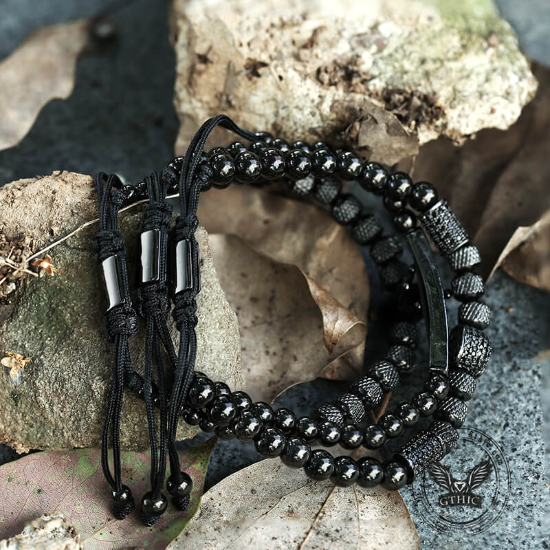 Vintage Crown Stainless Steel Skull Bracelet Set