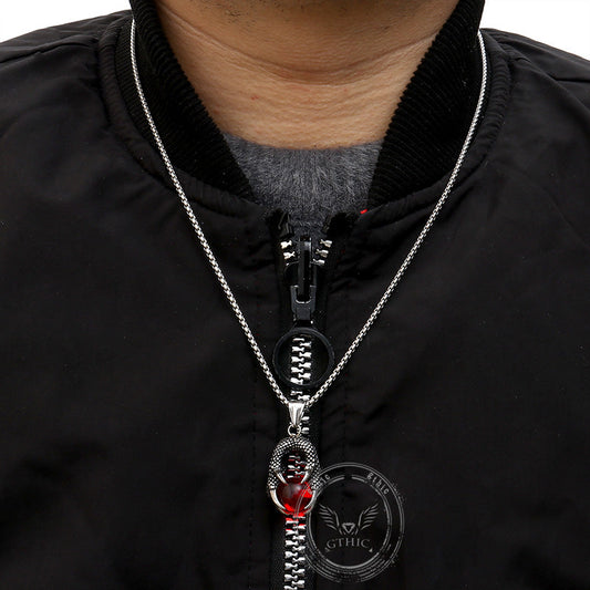 Vintage Dragon Claw Agate Stainless Steel Pendant