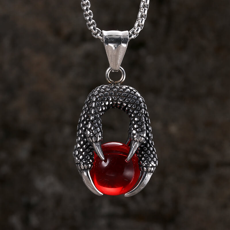 Vintage Dragon Claw Agate Stainless Steel Pendant