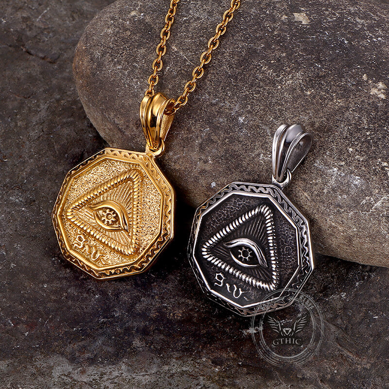 Vintage Eye of Providence Stainless Steel Pendant