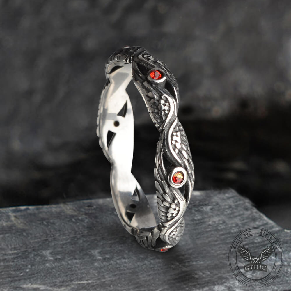 Vintage Feather Wings Stainless Steel Ring